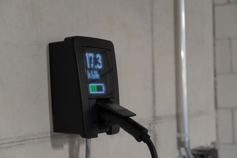 Modern EV charger with an LED ring
